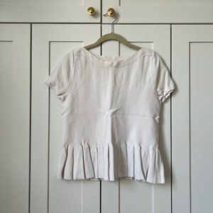 Maje knit white top pleated hem